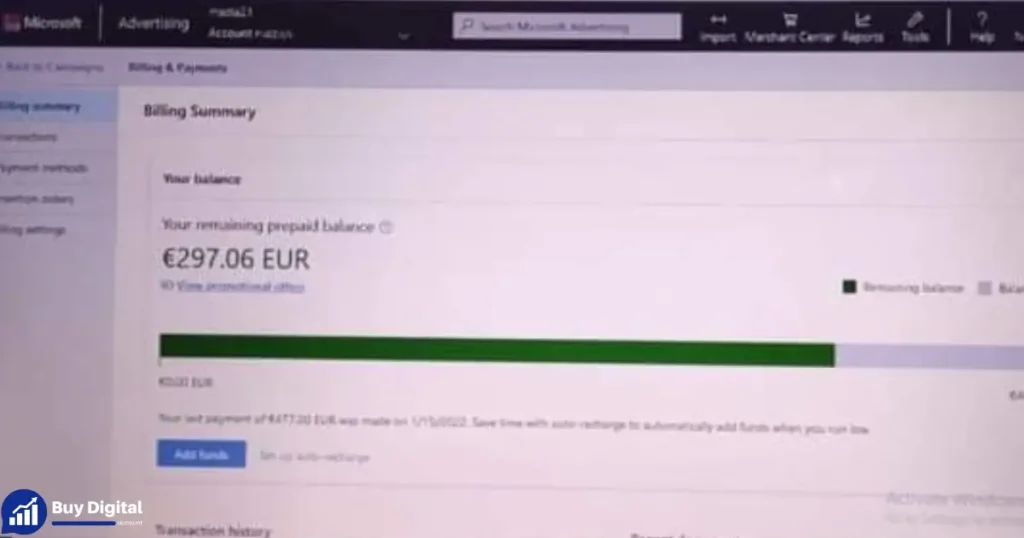 Buy Microsoft Ads Threshold Account
