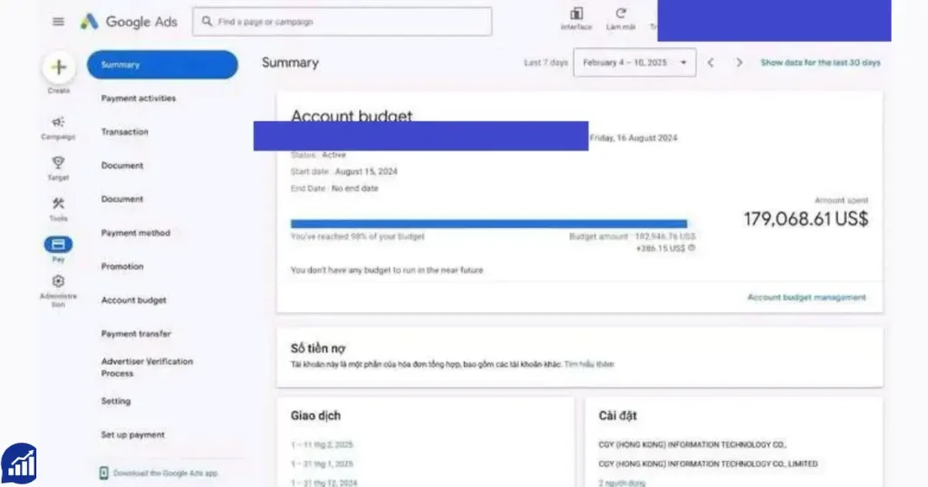 Get Google Ads Invoice Billing Account