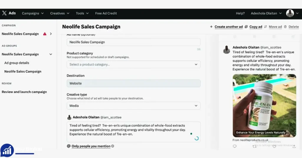 Buy X Advertising Threshold Account