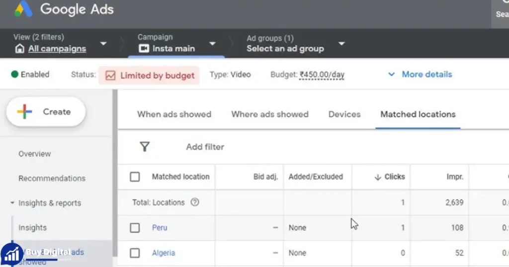 Where to find locations in Google Ads