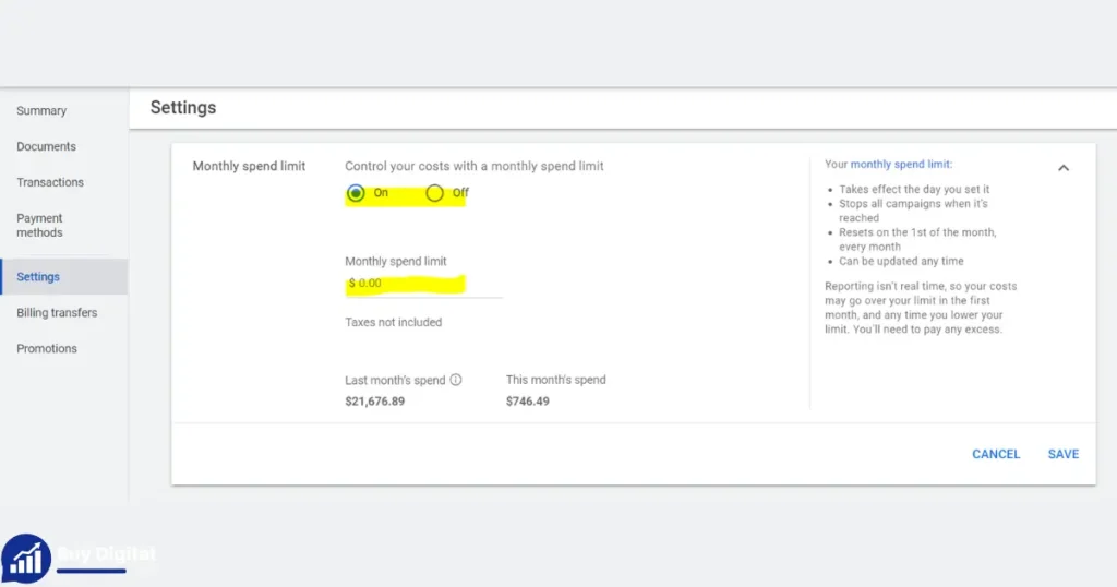 daily spending limit google ads